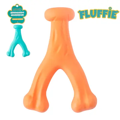 BRINQUEDO MORDEDOR PARA CACHORRO OSSO DE BORRACHA MACICO FLUFFIE 11,5X8,5X2,5CM