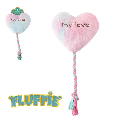 BRINQUEDO PARA CACHORRO CORACAO DE PELUCIA COM SOM + NO DE CORDA FLUFFIE 30X16X4CM
