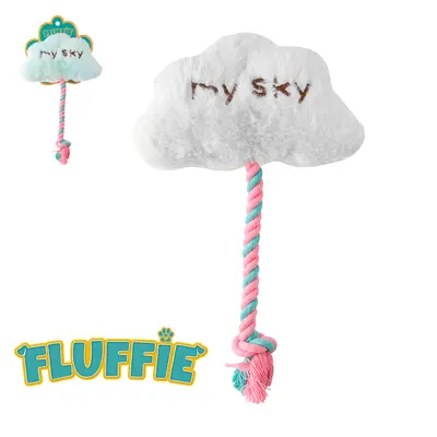 BRINQUEDO PARA CACHORRO ESTRELA / NUVEM DE PELUCIA COM SOM + NO DE CORDA FLUFFIE 27X17X4CM