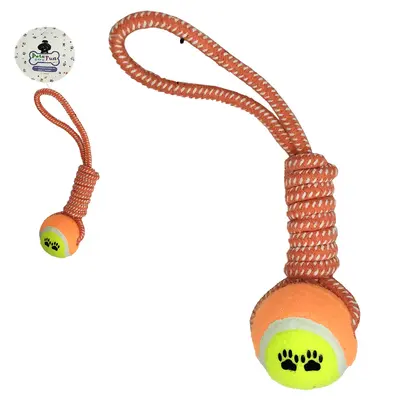 BRINQUEDO PARA CACHORRO COM CORDA COM BOLA DE TENIS 29X7,5CM