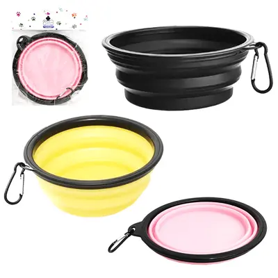 COMEDOURO / BEBEDOURO DE SILICONE RETRATIL COM MOSQUETAO 6,5X16CM DE Ø