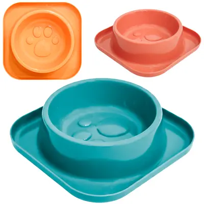 COMEDOURO / BEBEDOURO DE PLASTICO PATA COM APARADOR 450ML 19X5CM