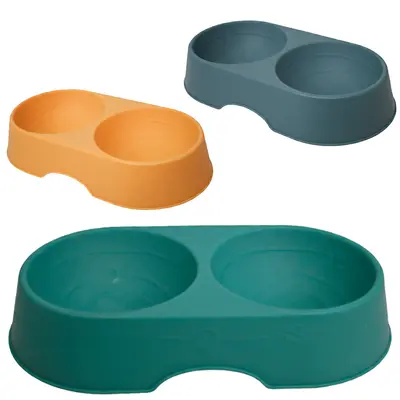 COMEDOURO / BEBEDOURO DE PLASTICO DUPLO 500ML 27,5X15X5CM