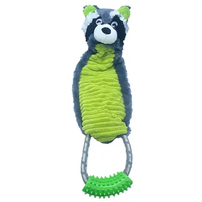 BRINQUEDO PARA CACHORRO GUAXINIM PUXADOR CORDA DE PELUCIA E SOM 52X15CM PREMIUM