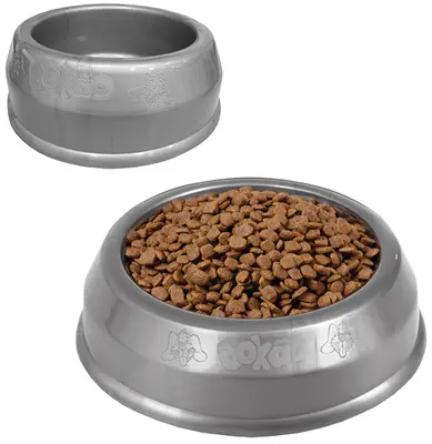 COMEDOURO / BEBEDOURO DE PLASTICO CINZA BOKAO EXTRA GRANDE 3L 10X32CM DE Ø