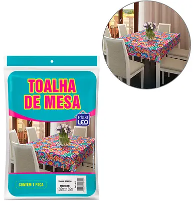 TOALHA DE MESA DE PLASTICO PE RETANGULAR ESTAMPAS SORTIDAS 2,20X1,35M