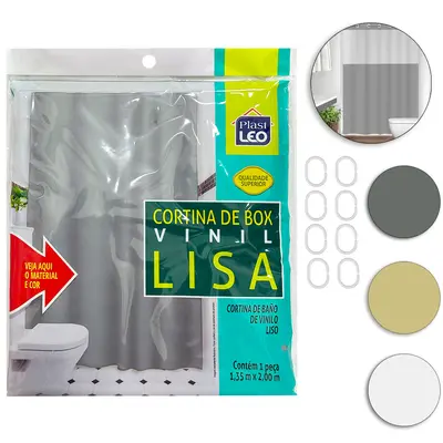 CORTINA DE BOX DE PLASTICO VINIL RETANGULAR LISA 200X135CM