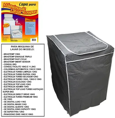 CAPA DE PLASTICO PARA MAQUINA DE LAVAR LUXO GRANDE 97X69X64CM