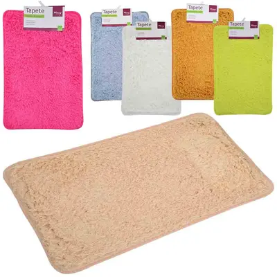 TAPETE DE PISO DE PELUCIA ALTA RETANGULAR ANTIDERRAPANTE 60X40CM