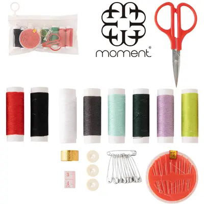 KIT COSTURA NA BOLSA COM 9 AGULHAS + 8 LINHAS E ACESSORIOS 25 PECAS