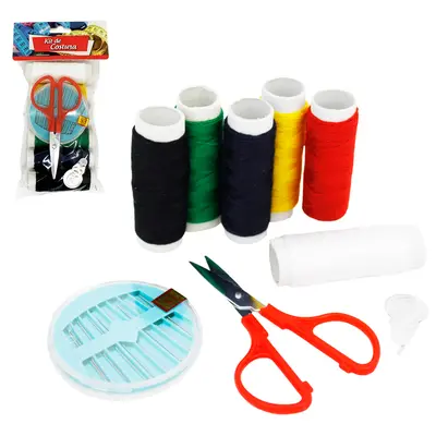 KIT COSTURA SOLAPA COM 10 AGULHAS + 6 LINHAS E ACESSORIOS 18 PECAS