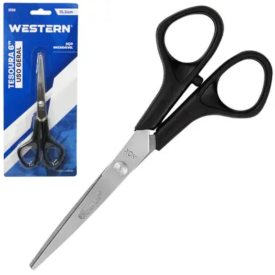 TESOURA DE USO GERAL DE INOX 6'' 15CM NA CARTELA