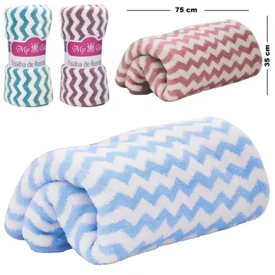 TOALHA DE POLIESTER RETANGULAR ( ROSTO ) MULTIUSO 75X35CM