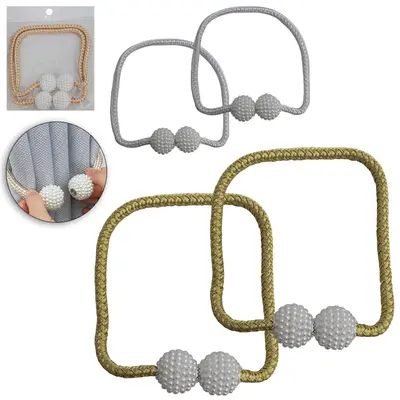 CINTO PRENDEDOR PARA CORTINA DE PLASTICO / POLIESTER PEROLAS MAGNETICO COM 2 PECAS 47CM