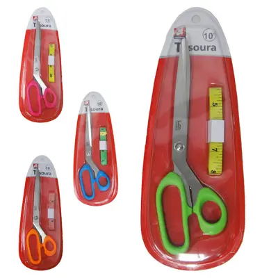 KIT COSTURA COM FITA METRICA 1,5M + TESOURA DE INOX 10'' 24,5CM