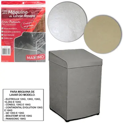 CAPA PARA MAQUINA DE LAVAR KORINO GE 15KG ELETROLUX 15,2KG E TURBOS 83X66X65CM
