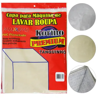 CAPA DE PVC FLANELADO PARA MAQUINA DE LAVAR KORINO PREMIUM TANQUINHO 83X56X55CM