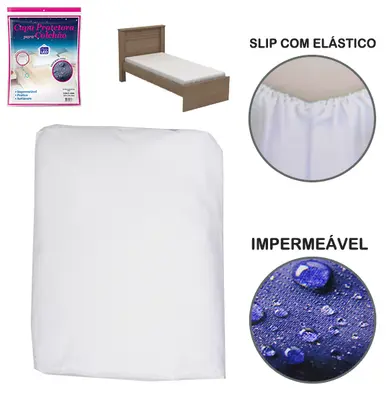 CAPA IMPERMEAVEL PARA COLCHAO SOLTEIRO COM ELASTICO SLIP 188X88X18CM