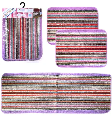 JOGO DE TAPETE COM PASSADEIRA DE PISO RETANGULAR ANTIDERRAPANTE MULTICOLOR COM 3 PECAS