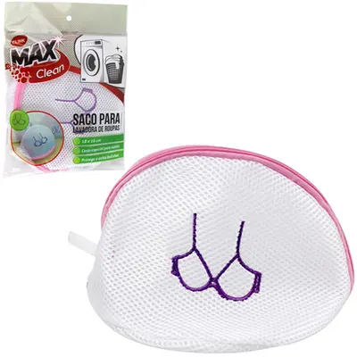 SACO PARA LAVAR ROUPA SUTIA BORDADO COM ZIPER MAX CLEAN 19,5X16CM