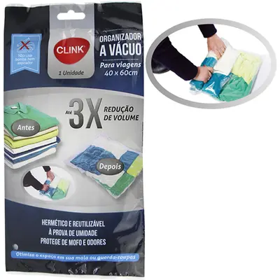 SACO A VACUO 40X60CM PARA GUARDAR ROUPAS / TOALHAS / ALMOFADAS