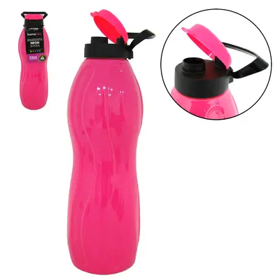 GARRAFA SQUEEZE DE PLASTICO PET INFINITY NEON COM TAMPA E ALCA ROSA 2L STTW HOMEFLEX