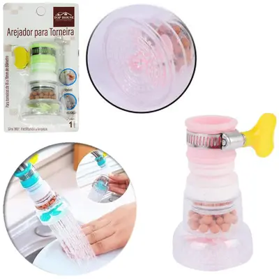 CHUVEIRINHO BICO AREJADOR ANTIRRESPINGO EXTENSIVEL PARA TORNEIRA COM FILTRO + ABRACADEIRA BORBOLETA