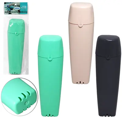 PORTA ESCOVA / ESTOJO DENTAL DE PLASTICO OVAL FLIP COM TRAVA COLORS 22X7CM