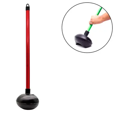 DESENTUPIDOR SANITARIO DE BORRACHA WC CABO MADEIRA 70X14CM DE Ø
