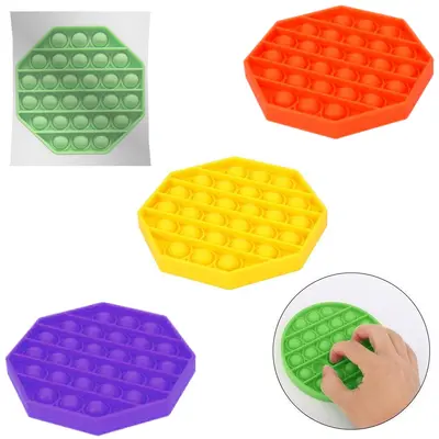 POP IT ANTI STRESS DE BORRACHA SEXTAVADO COLORS 12CM