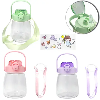 GARRAFA SQUEEZE DE PLASTICO AS COM CANUDO + ADESIVO E ALCA 1250ML