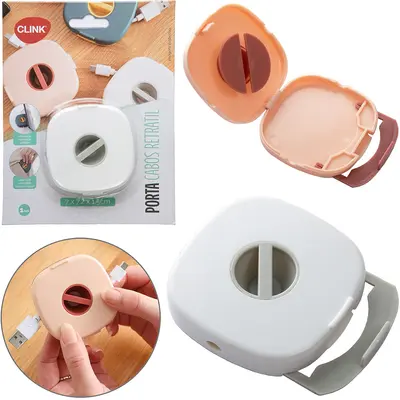 ORGANIZADOR ENROLADOR DE FIOS / CABOS DE PLASTICO PORTATIL COLORS 7X1,5CM NA CARTELA