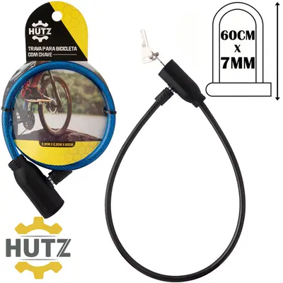 CADEADO TRAVA DE BICICLETA / MOTO HUTZ 60CMX7MM