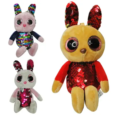 CHAVEIRO DE PELUCIA COELHO COM LANTEJOULA MAGICA COLORS 20X10CM