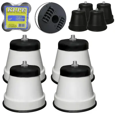 PE DE PLASTICO REDONDO PARA FOGAO / GELADEIRA BRANCO COM 4 PECAS