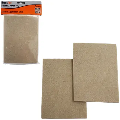 PROTETOR AUTOADESIVO PARA MOVEIS EM FELTRO RETANGULAR COM 2 PECAS 15X10CM