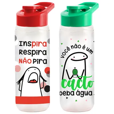 GARRAFA SQUEEZE DE PLASTICO PET TENDENCIA COM TAMPA E ALCA 720ML