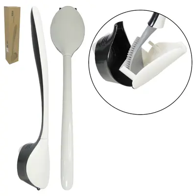 ESCOVA SANITARIA DE SILICONE COM SUPORTE DE PLASTICO OVAL DE PAREDE MAGNETICO + AUTOADESIVO 42X8X6CM