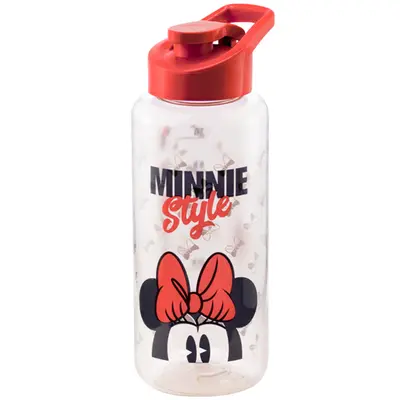 GARRAFA SQUEEZE DE PLASTICO PET BODY MINNIE COM TAMPA E ALCA 1L