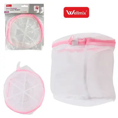SACO PROTETOR PARA LAVAR ROUPA INTIMA COM ZIPER 15CM DE Ø