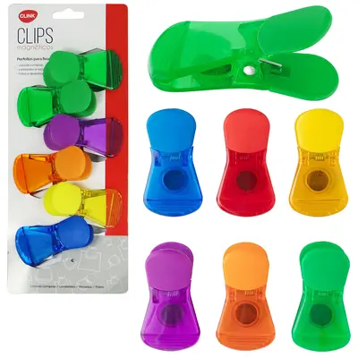 CLIP MAGNETICO PORTA RECADO / LACRA VEDA EMBALAGEM DE ACRILICO COM 6 PECAS 7X4CM