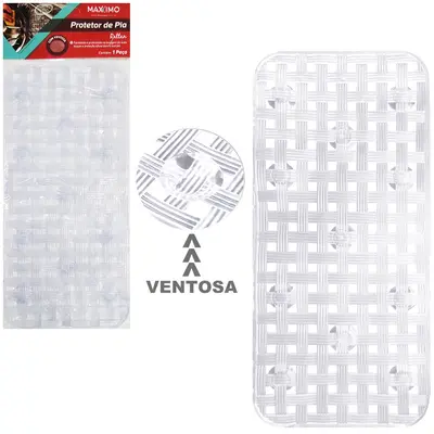 PROTETOR DE PVC RETANGULAR PARA PIA COM VENTOSA RATTAN 28X12,5CM