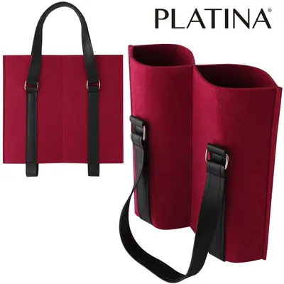 BOLSA SACOLA DE POLIESTER PARA 2 GARRAFAS DE VINHO PLATINA 28X24,5CM
