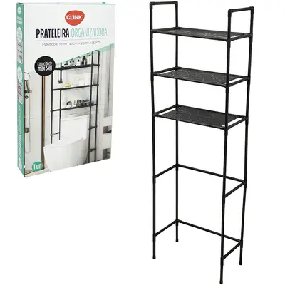 PRATELEIRA ORGANIZADOR DE METAL / PLASTICO COM 3 ANDARES 152X47X25CM