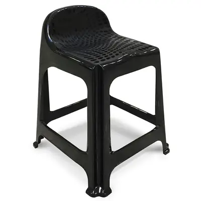 BANQUETA DE PLASTICO QUADRADA COM ENCOSTO PRETO 59X44,5X40,5CM