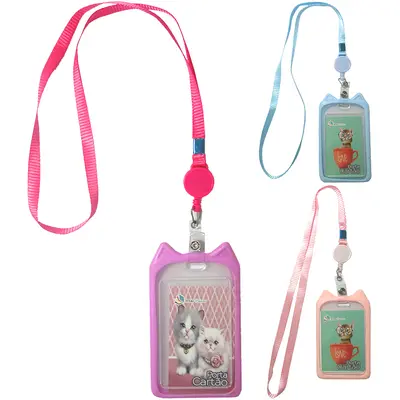 PORTA CARTAO / CRACHA DE PLASTICO / SILICONE COM CORDAO EXTENSIVEL INTER PAPER 12,5X7,3CM