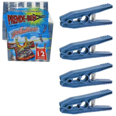PRENDEDOR DE ROUPA PLASTICO COM 12 PECAS 12CM CADA