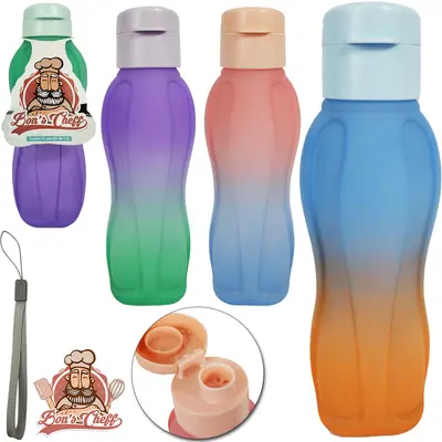 GARRAFA SQUEEZE DE PLASTICO PP EMBORACHADO COM TAMPA E ALCA COLORS 1L STTW BONS CHEFF