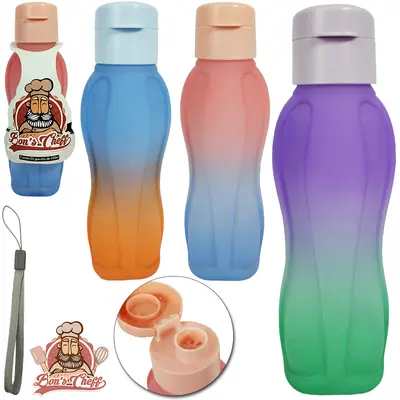 GARRAFA SQUEEZE DE PLASTICO PP EMBORACHADO COM TAMPA E ALCA COLORS 600ML STTW BONS CHEFF