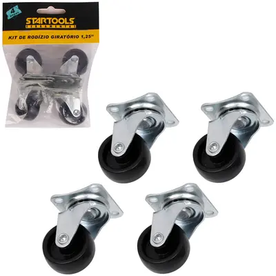 KIT RODIZIO GIRATORIO PRETO 1,25'' PRO COM 4 PECAS